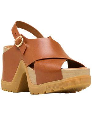 Sorel Roam'n Rise Round Toe Heel Sandals - Brown