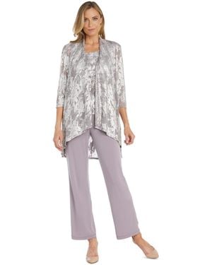 R & M Richards 3-pc. Metallic Jacquard Jacket - Gray