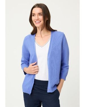 Olsen Solid V-neck Cardigan - Blue