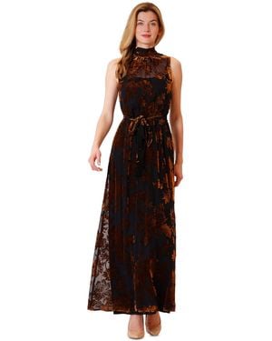 Julia Jordan Velvet-print Floral A-line Dress - Multicolor