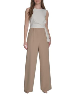 Tommy Hilfiger Colorblocked Side-drape Jumpsuit - Natural