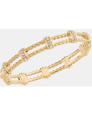 Anne Klein Gold-tone Boxed Two-row Braided Texture Rondel Hinge Bracelet - Metallic