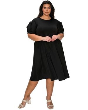 L I V D Plus Size Rosie Florette Sleeve Midi Dress - Black