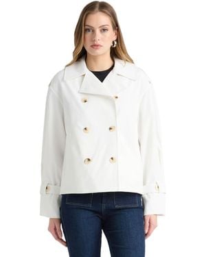 NVLT Double Breasted Short Trench Coat - White