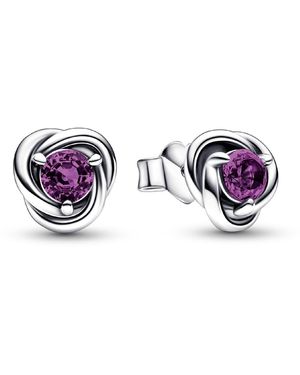 PANDORA February Eternity Circle Stud Earrings - Blue