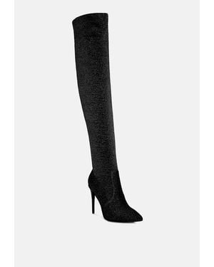 LONDON RAG Tigerlily Knitted Stiletto Long Boots - Black