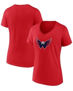 Fanatics Washington Capitals Primary Logo Team V-neck T-shirt - Red