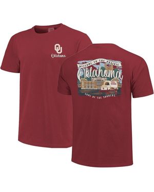Image One Oklahoma Sooners Comfort Colors Campus Scene Drawing Script T-shirt - Red