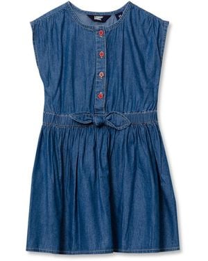 Lands' End Girls Short Sleeve Lightweight Denim Dress - Blue