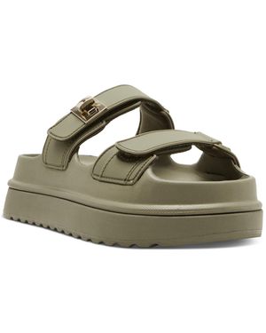 Steve Madden Bigschmona Platform Wedge Sandals - Green