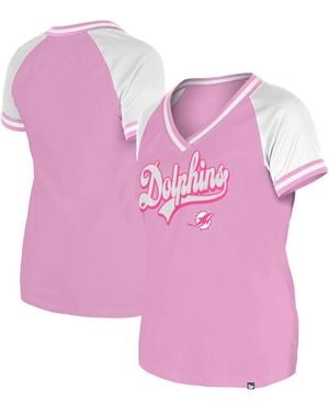 KTZ Miami Dolphins Mommy Me V-neck T-shirt - Pink