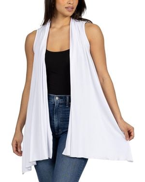 24seven Comfort Apparel Draped Open Front Sleeveless Cardigan Vest - Blue
