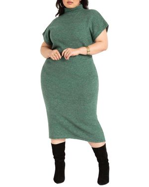 Eloquii Plus Size Short Sleeve Sweater Dress - Green