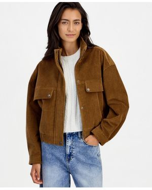 And Now This Short-corduroy-stand-collar Bomber Jacket - Brown