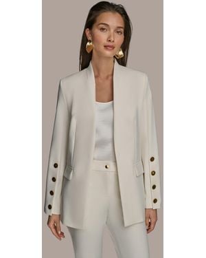 Donna Karan Button Sleeve Blazer - Black