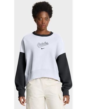 Nike White/black Baltimore Orioles Oversized High Hip Fleece Sweatshirt