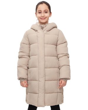 Rokka&Rolla Girls Knee Length Puffer Coat - Natural