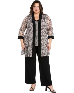 R & M Richards Plus Size 2-pc. Soutache Layered-look Jacket & Pants Set - Black