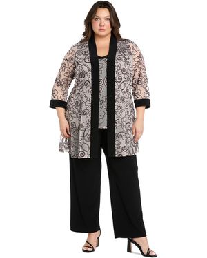 R & M Richards Plus Size 2-pc. Soutache Layered-look Jacket & Pants Set - Black