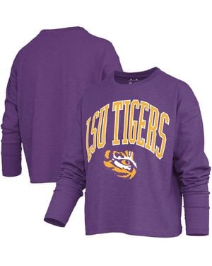 Pressbox Lsu Tigers Motley Boxy Waist-length Long Sleeve T-shirt - Purple