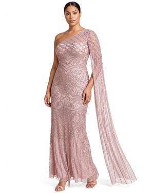 Lara One Sleeve Beaded Gown - Pink