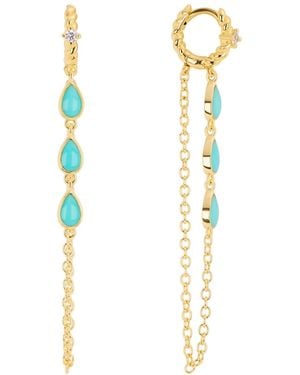 Macy's Gold-plated Howlite Turquoise Teardrop Chain Drop Twist Hoop Earrings - White