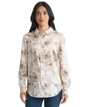 Jones New York Long Sleeve Button Front T Shirt - White