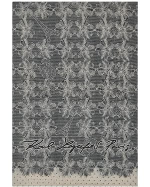 KARL LAGERFELD Lace Daisy Square Scarf - Gray