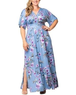 Kiyonna Plus Size Vienna Kimono Sleeve Long Maxi Dress - Black