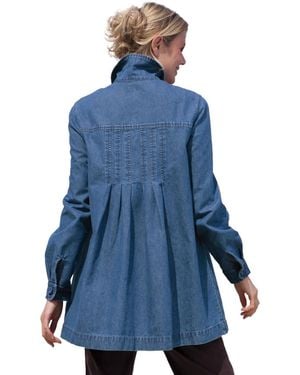 Woman Within Plus Size Within Pleat-back Denim Jacket - Blue