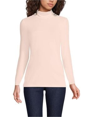 Lands' End Lightweight Jersey Long Sleeve Turtleneck - Pink