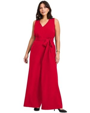 Avenue Cool Hand Wide Leg Jumpsuit - Red