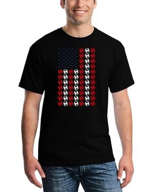 LA Pop Art American Flag Soccer Balls Word Art T-shirt - Black
