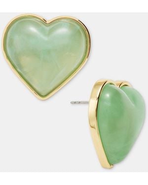 On 34th Heart Button Earrings - Green