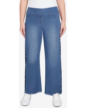 Ruby Rd. Petite Flocked Bootcut Ankle Jeans - Blue