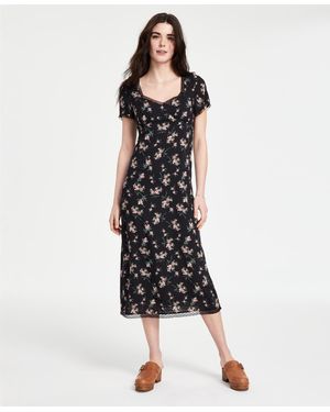 Lucky Brand Floral Lace-trim Midi Dress - Black