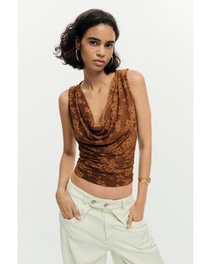 Desigual Draped Sleeveless T-shirt - Brown