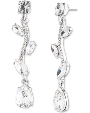 Givenchy Silver Tone Viney Linear Crystal Earrings - White