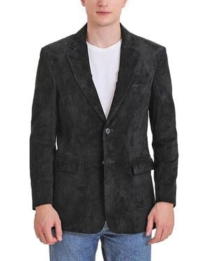 BGSD Men Cliff Classic Two-button Suede Leather Blazer - Black
