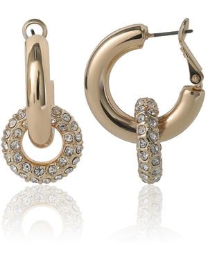 BCBGMAXAZRIA Pave And Polished -tone Double Hoop Earrings - Metallic