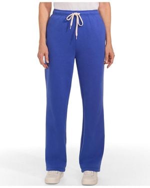 Lands' End Petite Serious Sweats High Rise Relaxed Straight Leg Pants - Blue