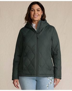 Lands' End Plus Size Featherfree Onion Quilted Insulated Jacket - Green