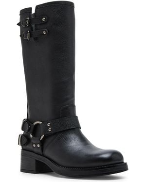 Steve Madden Astor Buckled Moto Boots - Black