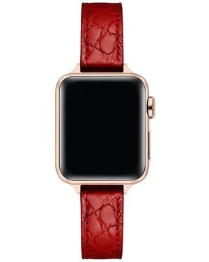 The Posh Tech Cleo Skinny Croc Leather Band For Apple Watch - Red