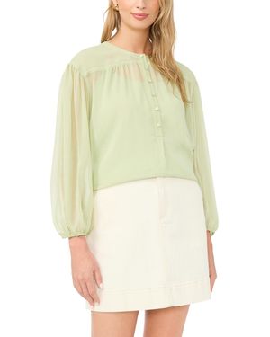 Vince Camuto Half-placket Shirred Yoke Blouse - Yellow