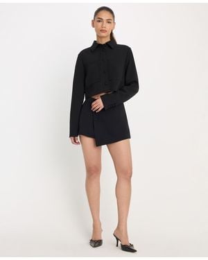 GOOD AMERICAN Collared Cropped Jacket - Black