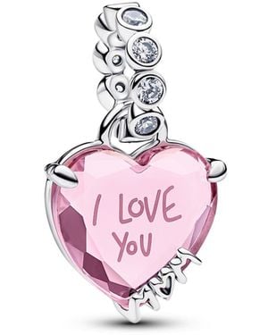 PANDORA I Love You Mom Dangle Charm - Pink
