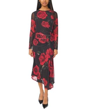 Msk Petite Floral High-low Dress - Red
