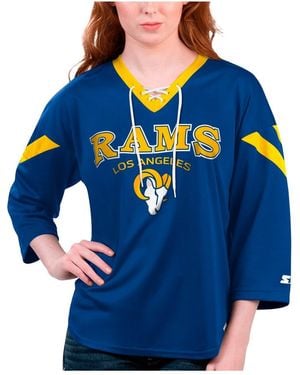 Starter Royal Los Angeles Rams Rally Lace-up 3/4 Sleeve T-shirt - Blue