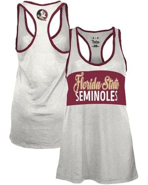 Pressbox White/garnet Florida State Seminoles Tracy Racerback Burnout Tank Top - Gray